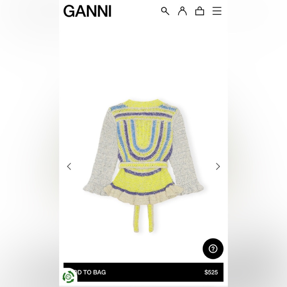 Ganni Novelty Crochet Belted Cardigan - Picture 2 of 4